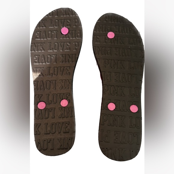 Victoria Secret pink flip flop sandals with clear case size large new red descri - Picture 3 of 4